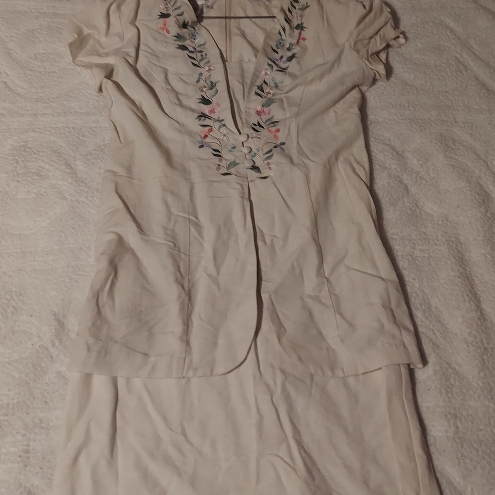 Karin Stevens Cream Dress With Faux Jacket